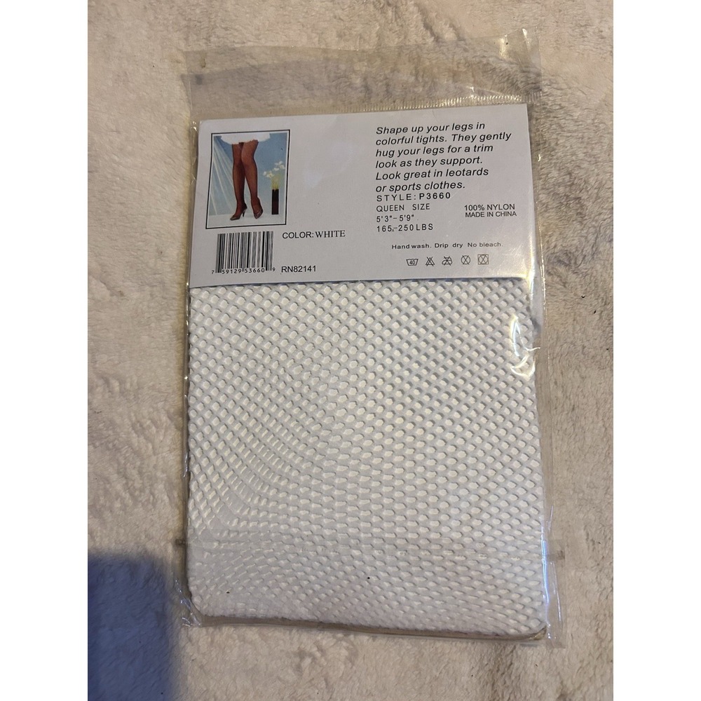 Sophia Fishnet Fashion Pantyhose Queen Size‎ White New - Picture 4 of 4